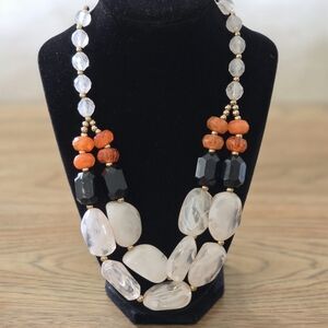 VTG ASO KD Hamptons Magazine Double Strand Lucite Statement Beaded Necklace